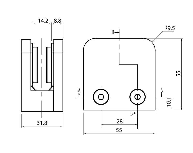 Conector Grapa Base Plana Para Vidrio de 8 a 10mm
