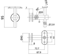 Soporte Ajustable Vidrio a Tubo de 38.1mm para Bandal herralum
