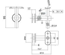 Adjustable Glass to 50.8mm Tube Support for Handrail SKU 1394028200SA
