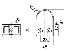 Flat Base Staple Connector For Glass from 10 to 12mm SKU 1394030SA Herralum