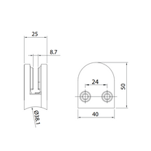 Cargar imagen en el visor de la galería, Conector Grapa Base Curva Para Tubo De 38.1mm A Vidrio De 8 a 10mm herralum