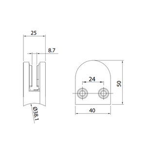 Conector Grapa Base Curva Para Tubo De 38.1mm A Vidrio De 8 a 10mm herralum