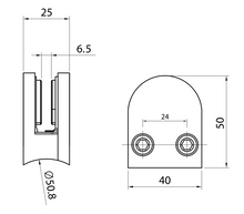 Curved Base Clip Connector For 2" (50.8mm) Tube to 8 to 10mm Glass SKU 1394031200SA