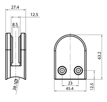 Curved Base Clip Connector For 38.1mm Tube to 10 to 12mm Glass SKU 1394032112SA