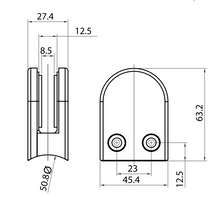 Cargar imagen en el visor de la galería, Conector Grapa Base Curva Para Tubo de 50.8mm a Vidrio de 10 a 12mm herralum