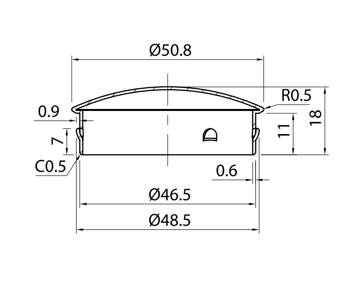 Curved End Cap For 50.8mm Tube SKU 1394036200SA