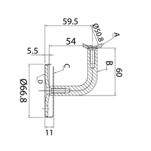 Short Wall to Handrail Support for 2" Pipe SKU 1394037200 Herralum 