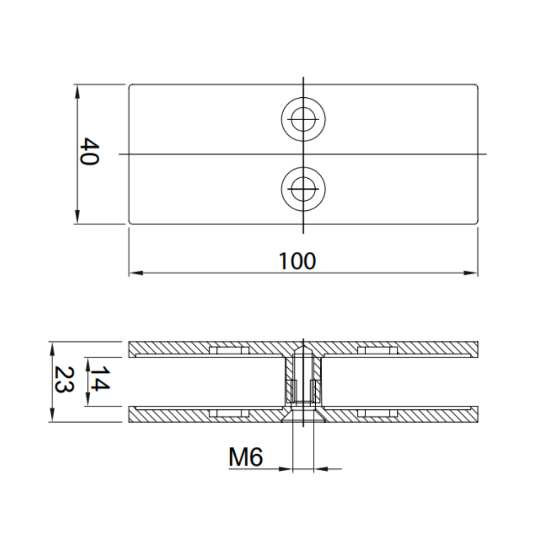 180º Square Glass-Glass Connector from 8 to 13.5mm SKU 1394055 Herralum