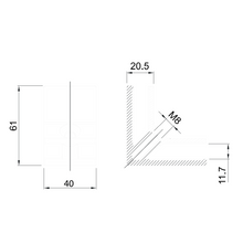 Square 90º Glass Connector - Glass For Thicknesses from 8 to 13.5mm SKU 1394056 Herralum