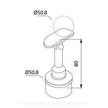 Soporte Con Base Movil de 80mm Para Pasamanos Tubo de 2" (50.8mm) herralum Herralum