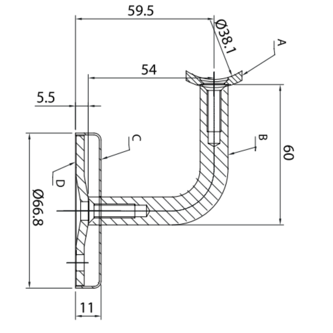 Soporte Muro a Tubo 1 1/2 (38.1mm) Con Tapa Plana Herralum