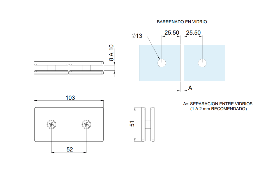 Straight Glass to Glass Connector En 180 SKU 1461