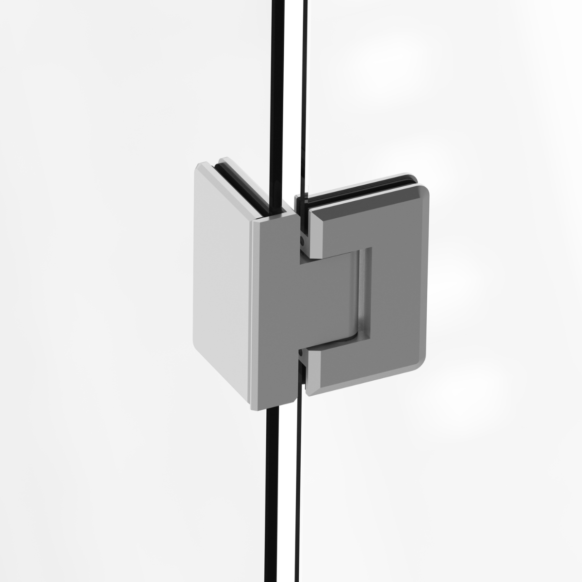 Bisagra Vidrio a Vidrio a 90º Para Puertas de Cristal Templado en Interior Herralum