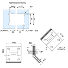 Glass to Glass Hinge at 135° Stainless Steel SKU 1470135 Herralum