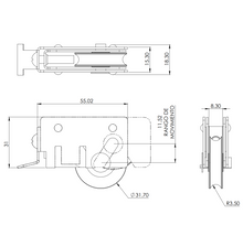 Sliding Window Trolley with 1 1/4” Nylon Slice for 3” Sliding Line by Cuprum Herralum