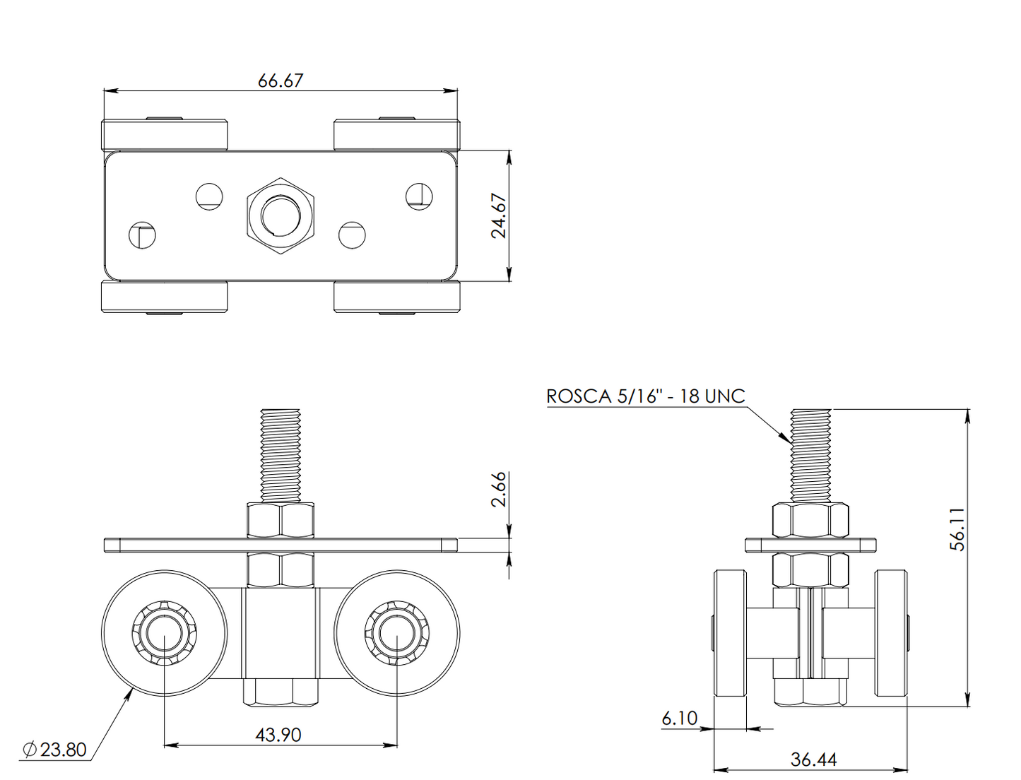 Trolley Four Bearings Small Nylon Wheel For Sliding Doors Herralum