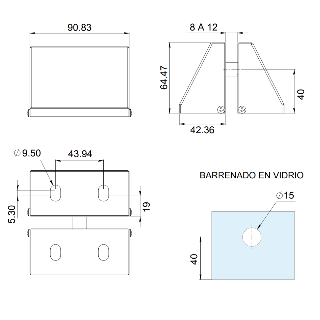 Conector Peña de Bernal Para Cristal Fijo herralum