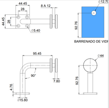 Wall to Glass Connector Flat Base SKU 2297