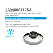 Base with Floor-Wall Cover to 38.1mm Tube for Railings SKU 1394002112SA Herralum