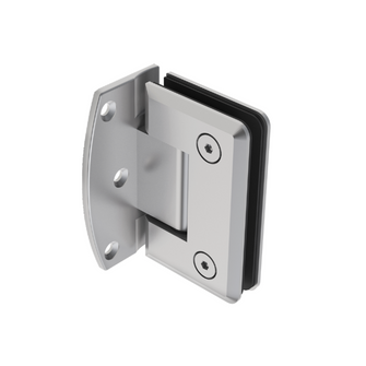 Off-center Glass Wall Hinge with 180º Opening for Tempered Glass Doors SKU 1033DES Herralum
