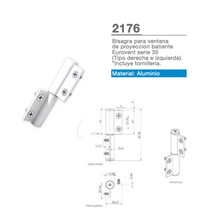 Bisagra Para Ventana de Proyeccion Batiente Eurovent Serie 35 Herralum
