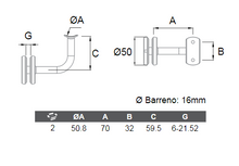 Soporte Vidrio a Tubo de 50.8mm Para Pasamanos herralum