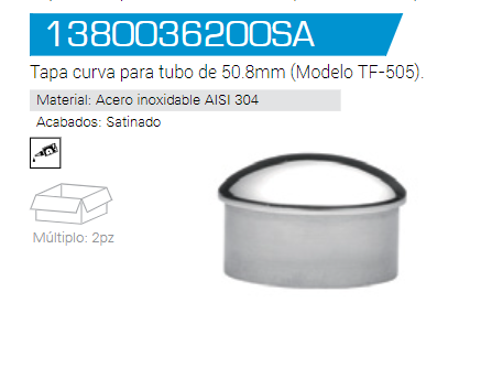 Curved Cap For 50.8mm Tube SKU 1380036