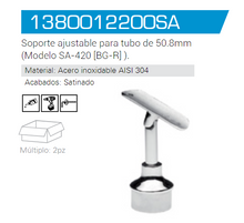 Soporte Ajustable de Acero Inoxidable Para Tubo de 50.8mm herralum