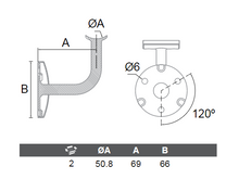 Wall Connector for 50.8mm Handrail SKU 1380037200SA