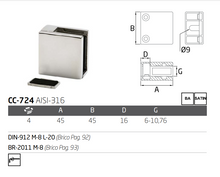 Conector Grapa Base Plana Para Vidrio de 8-10mm herralum