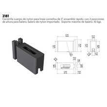 Carretilla Con Balero de Nylon Para Linea Corrediza de 3" Herralum