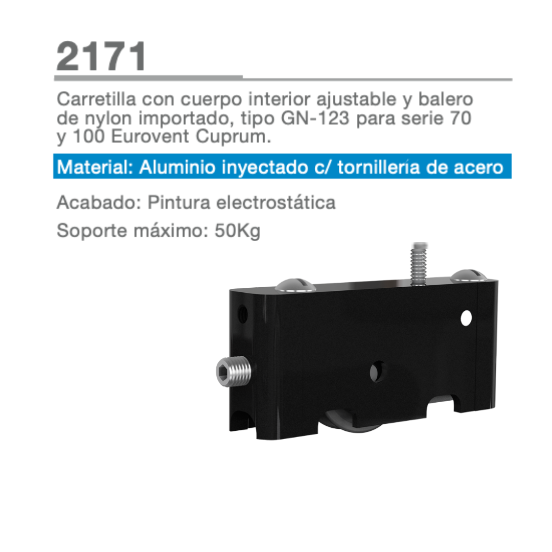 Carretilla con Cuerpo Interior Ajustable Tipo Gn 123 Para Serie 70 y 100 Eurovent Herralum
