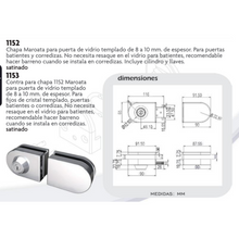 Murata Hook Plate for Tempered Glass Swing or Sliding Door SKU 1152