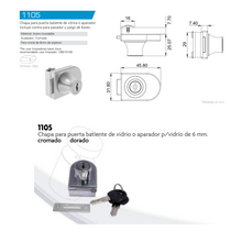 Chapa Para Puerta Batiente de Vitrina ó Aparador SKU 1105
