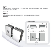 Chapa Sin Resaque Zamora Para Vidrio Templado