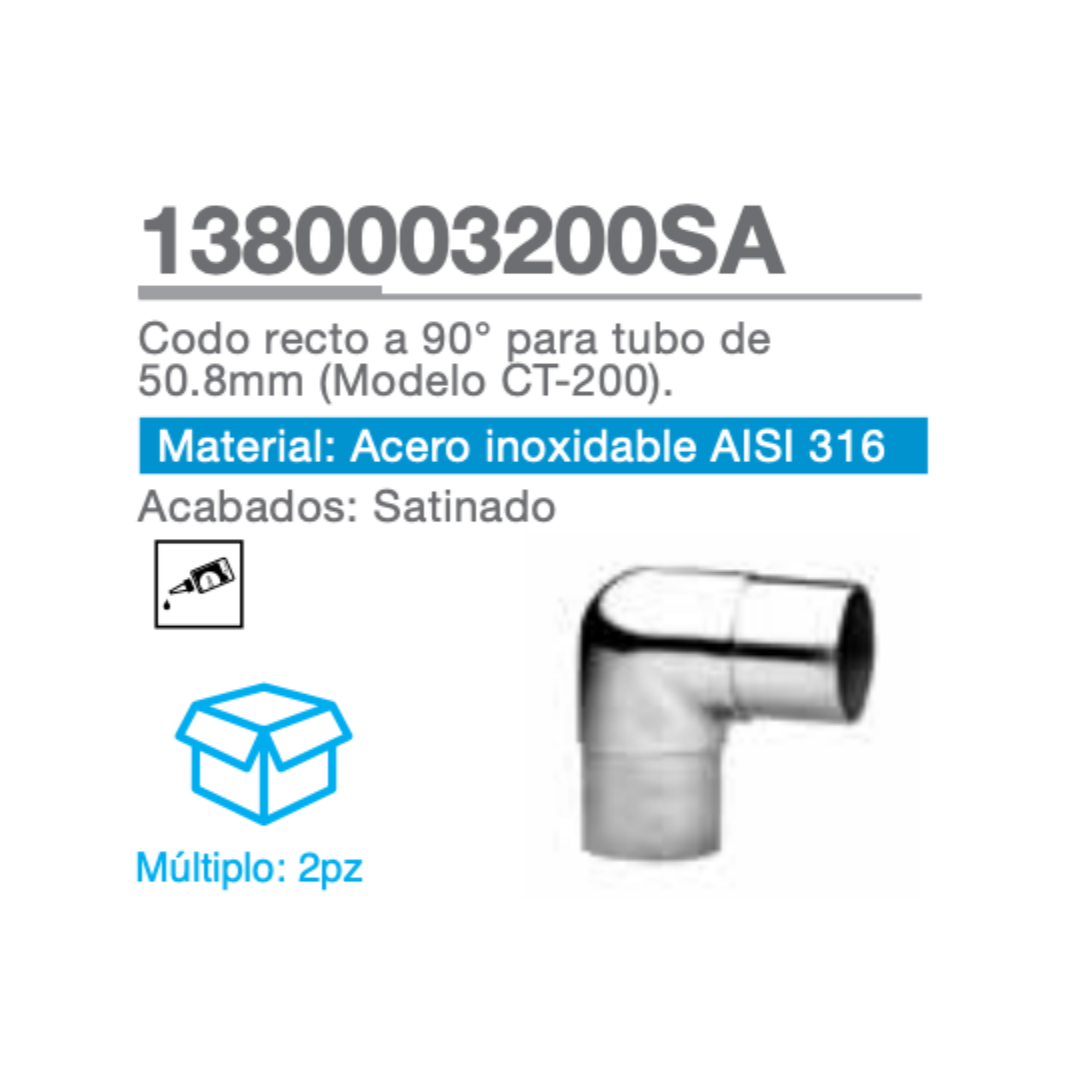 Codo Recto a 90° Para Tubo