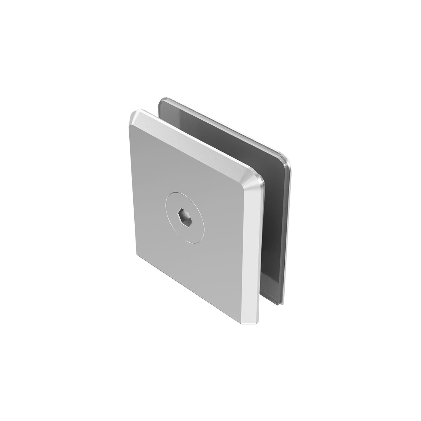 Conector Cuadrado de Fijación Central y Base Corta Muro Vidrio