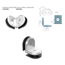 Curved Glass to Glass Connector at 90º SKU 1162090