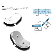 Curved Glass to Glass Connector at 135º SKU 1462135