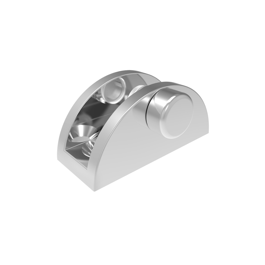 Conector Curvo con Tornillo Para Cristal Fijo de 6mm en Muro o Vitrina