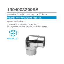 90º L Connector For 2" (50.8mm) Tube SKU 1394003200 Herralum
