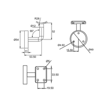 Wall to Handrail Tube Connector for Tempered Glass Railing SKU 1259