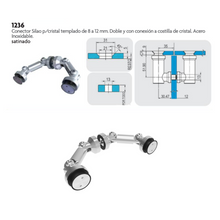 Conector Regulable Doble de Acero Inoxidable Para Cristal Templado de 8 a 12mm herralum