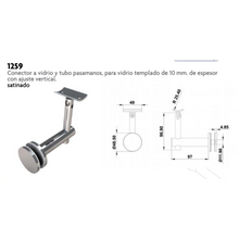 Glass Connector and Handrail Tube on Glass Railing SKU 1259