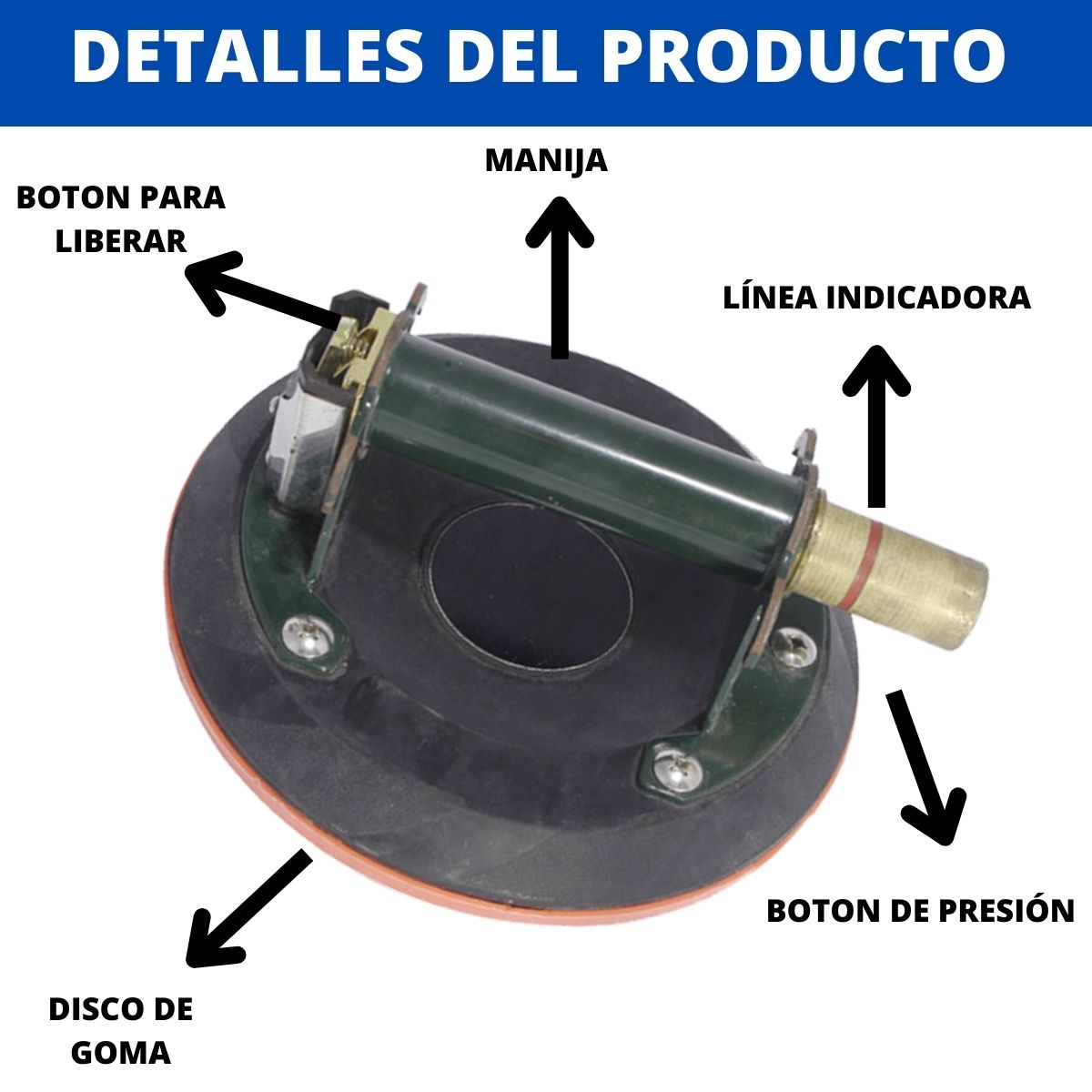 Suction Cup With Herralum Suction Pump For Loading Smooth Surfaces Up To 120 Kg