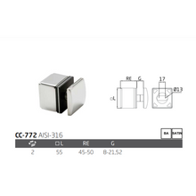 Stainless Steel Adjustable Side Square Connector For 8-21.5mm Glass Stainless SKU 1380044SA