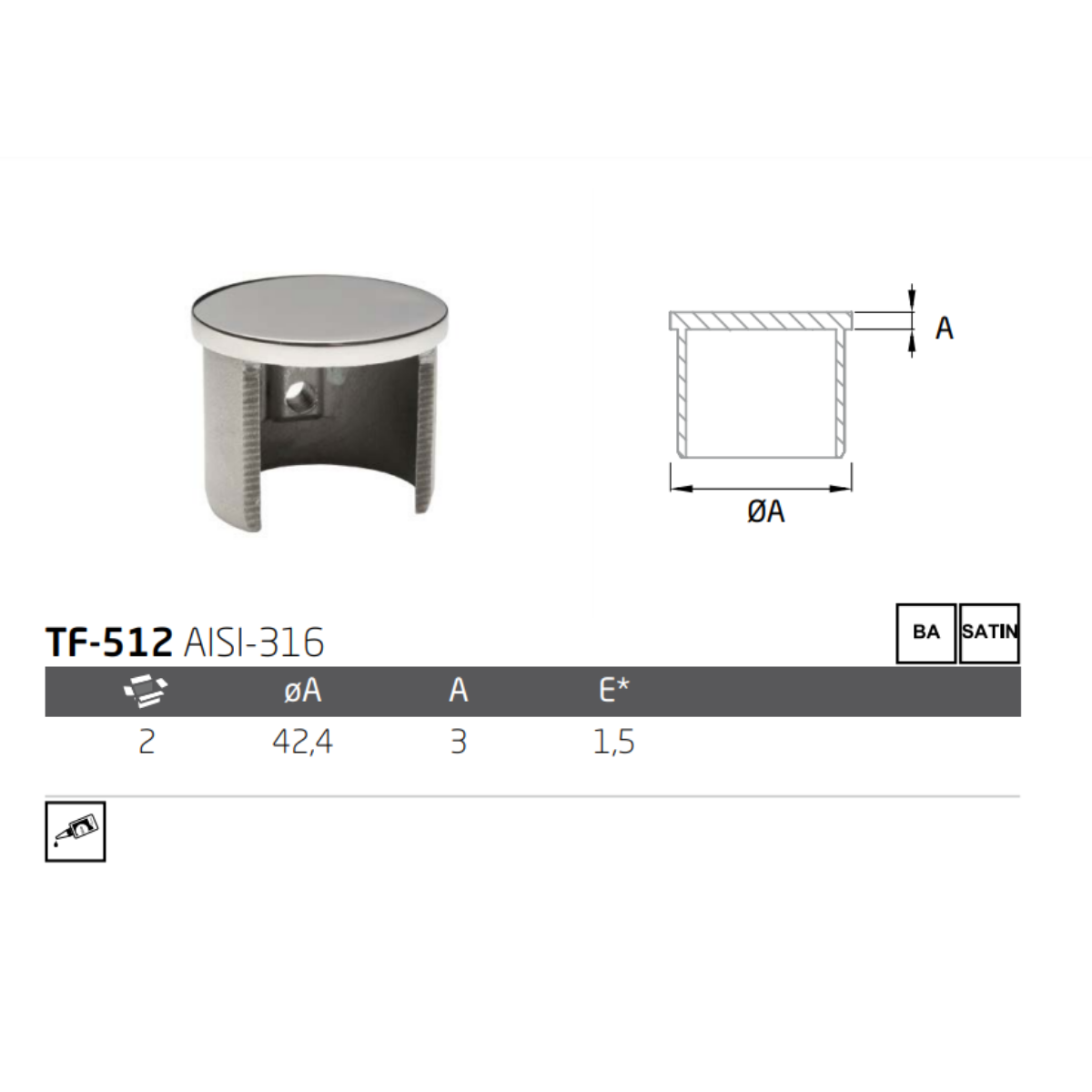 Tapa Lateral de Acero Inoxidable Para Tubo herralum