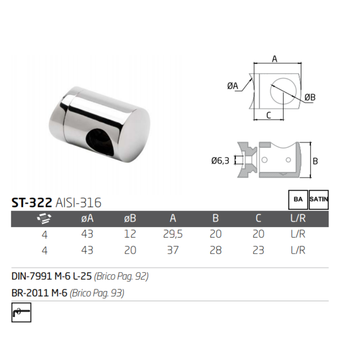 Conector Final Izq Base Curva Para Tubo de 50.8mm herralum