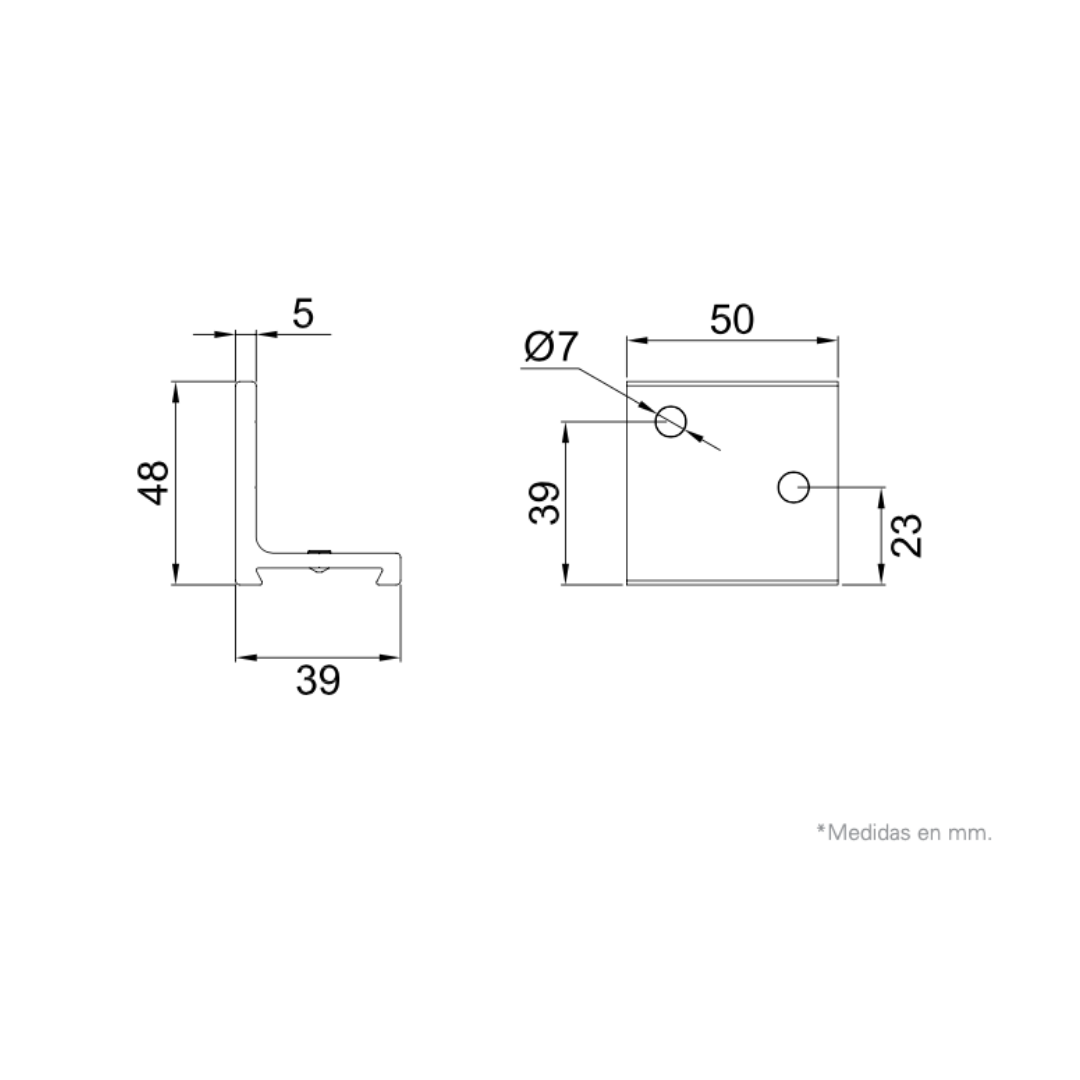 Upper “L” clip for installation of the Huatulco System SKU 1200000GL