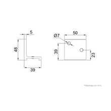 Upper “L” clip for installation of the Huatulco System SKU 1200000GL